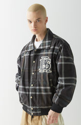 ビッグロゴカラーバーシティジャケット/BSR2223FWJK026 BIG LOGO COLLAR VARSITY JACKET BLACK CHECK