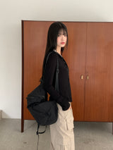 アイビアトットボタンスリムリブドフードTシャツ