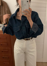 [Bellide made/Long-sleeved version] Vintage Pocket Denim Shirt