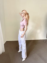 サイドピンタックパンツ/449. Side pintuck pt (bk, wh)