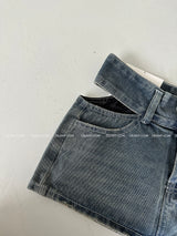 Cutting Lowrise Denim Miniskirt