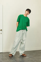 ALARM ONE TUCK BELTED DYEING PANTS MINT_MAN