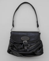 Pilso belt buckle shirring leather cross shoulder bag