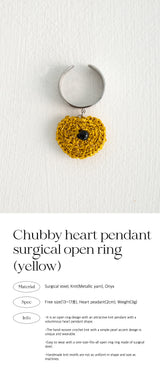 チャビーハートペンダントサージカルオープンリング/Chubby heart pendant surgical open ring (yellow)