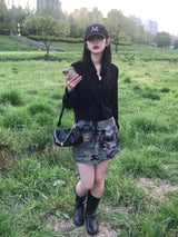 Military cargo mini skirt