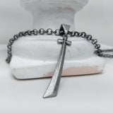 ソリッド クロス ネックレス / [BLESSEDBULLET]soild cross necklace_MEDIUM/LARGE_dark silver/antique gold