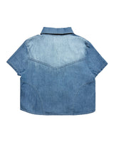 ウォッシュド デニム ハーフシャツ / Washed Denim Half Shirt (Blue)