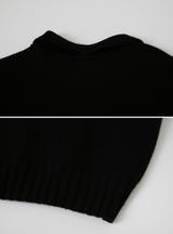 Basic Crop Collar Short Sleeve Knit (3color)