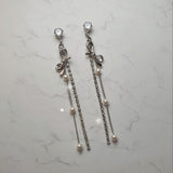 Ribbon and Crystal Drops Piercing - Silver