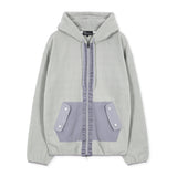 ミリタリーグムカフリースフード付き2WAYパーカー / MILITARY GUMKA FLEECE HOODED 2WAY ZIP-UP L/GREY