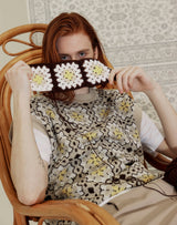 グラニースクエアオーバーサイズベスト/GRANNY SQUARE OVERSIZED VEST SAND BEIGE