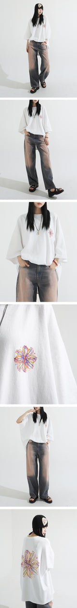 Flower Sketch Over-Fit T-shirt