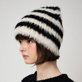 HAIRY KNIT BEANIE, BLACK+IVORY
