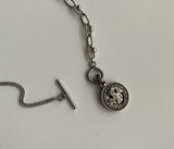 シンプルスマイルユニークコイントグルバーチェーンネックレス / si Simple Smile Unique Coin Toggle Bar Chain Necklace