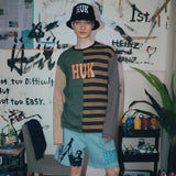 HUKミックスストライプL/SL Tシャツ[2カラー］