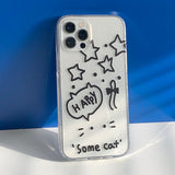 Black - Somecat Drawing Glitter Phone Case