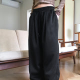 Twee pintuck two-way banding long wide jogger pants