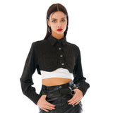 ニットボレロシャツ/Knit Bolero Shirt [Pearl Black]