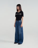 PRIVÉ BAR LOGO KNITTED CROPPED T-SHIRT - BLACK