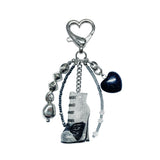 Glitter Ribbon Boots Keyring Bag Charm