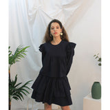 Floria shirring blouse (navy) (6656432242806)