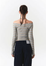 smooth off shoulder top - blue stripe