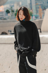フォールディングラベルタートルネックニットTシャツ/Folding Label Turtleneck Knit T-shirt K11 Matte Black