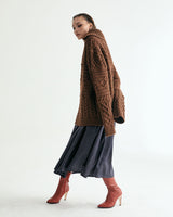 UNISEX MERINO WOOL CABLE KNIT ZIPUP W - MOCHA (6636048613494)