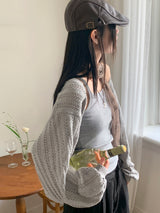 ロニカスカシパンチングニット長袖ボレロカーディガン