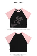 ローズ ラグラン クロップ T / CHARMS ROSE RAGLAN CROP T BK