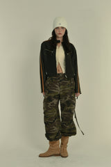 line leather jacket (black)