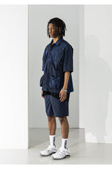 リップスタックポケットオーバーサイズドショートシャツ / LIPSTACK POCKET OVERSIZED SHORT SHIRTS (4552304558198)
