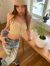 レイヤードニットチューブトップ / layered knit tube top