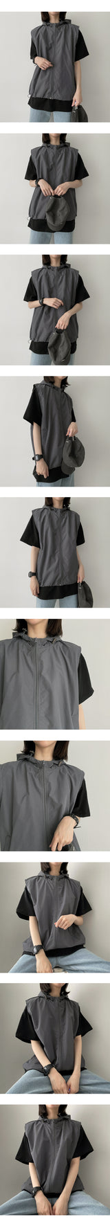 ドニーストリングフードベスト / dony string hooded vest