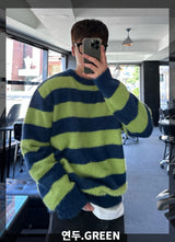 アンゴラストライプニット