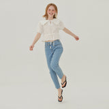 ラッフルカラークロップブラウス / RUFFLE COLLAR CROP BLOUSE_WHITE
