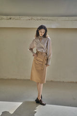 カラーカットアウトシャツ/COLLAR CUTOUT SHIRT_BEIGE