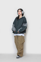 パイピングカラーフードジップアップ / Piping Color Hood Zip-up