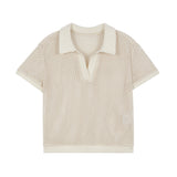 クロシェカラートップ / CROCHET COLLAR TOP (CREAM)