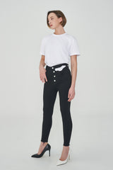 ウェストスリットスキニージーンズ/WAIST SLIT BLACK SKINNY JEAN [6803]