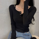 [Daily] スナップスパンデックスルーズフィット長袖Tシャツ