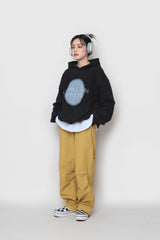 スプレーペインティングエンブロイダリーフーディ / Spray Painting Embroidered Hood