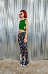 オーバーロックスリットパンツ/overlock slit pants _ black