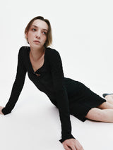 EMBO SLIP DRESS SET (BK) (6677234712694)