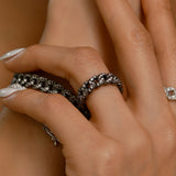 [KANG DANIEL] [S925] Stones Cuban Ring (black silver)