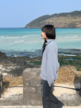 Bent knit cardigan zip up 