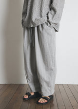 DOTTED-STRIPE BALLOON SWEAT PANTS (Gray) / ドットストライプバルーンスウェットパンツ