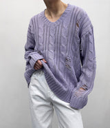 ウィステッドダメージニット/SK wisted damage knitwear (4 colors)