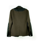 フェイクレザーコントラストミリタリーテーラードジャケット/Faux Leather Contrast Military Tailored Jacket