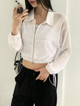 ピロウビーチウェアシースルーリネンニット長袖ジップアップ / Pillow Beachwear See-through Linen Knit Long Sleeve Zip-up